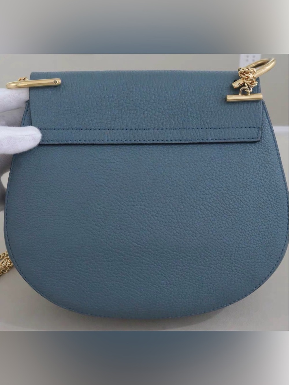 🚩steal Chloe Blue Leather Shoulder Bag with Gold Hardware - Picture 6 of 9